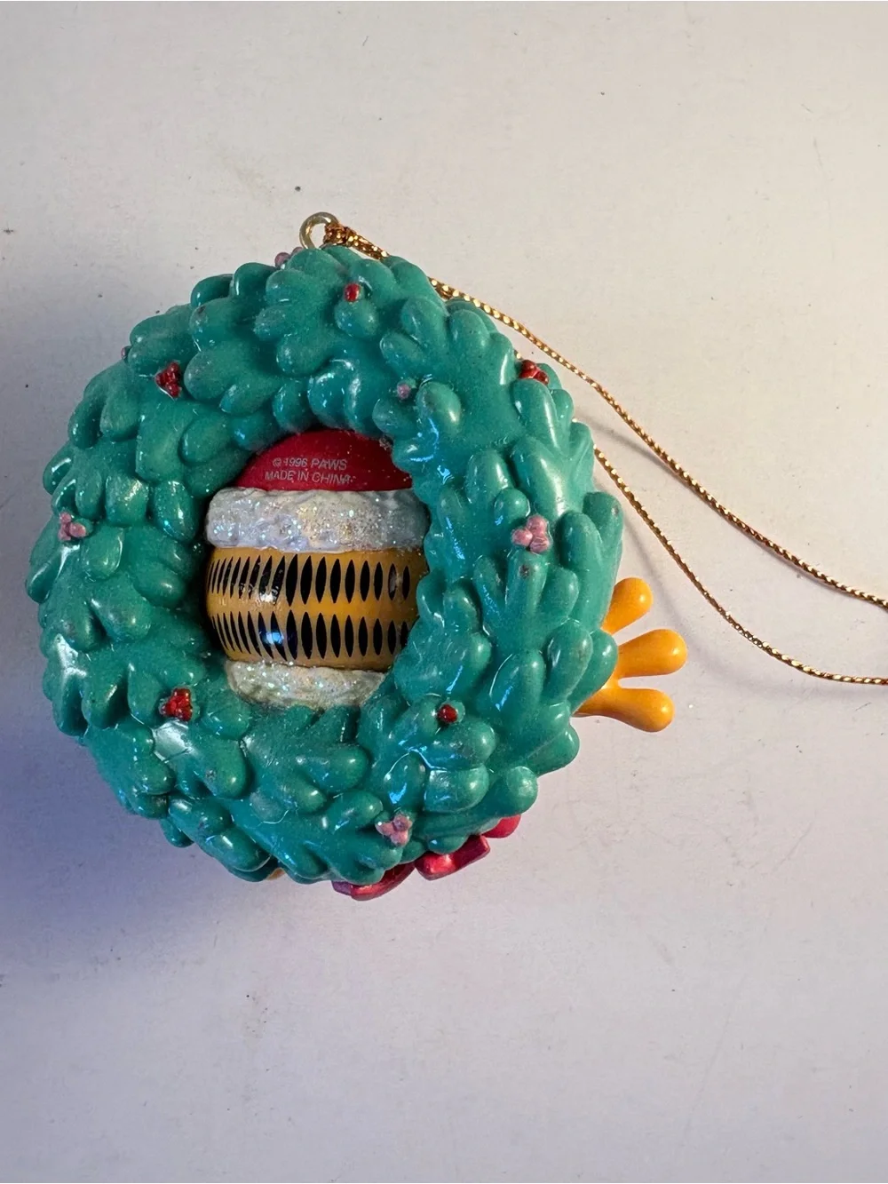 Lot Of 2 Vtg Christmas Ornament 1996 Garfield Wreath 2002 Spiderman Chimney Marv